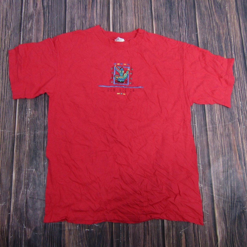 Vintage Desert Heat New Mexico Shirt Mens Large Red Cactus Graphic Souvenir 90s
